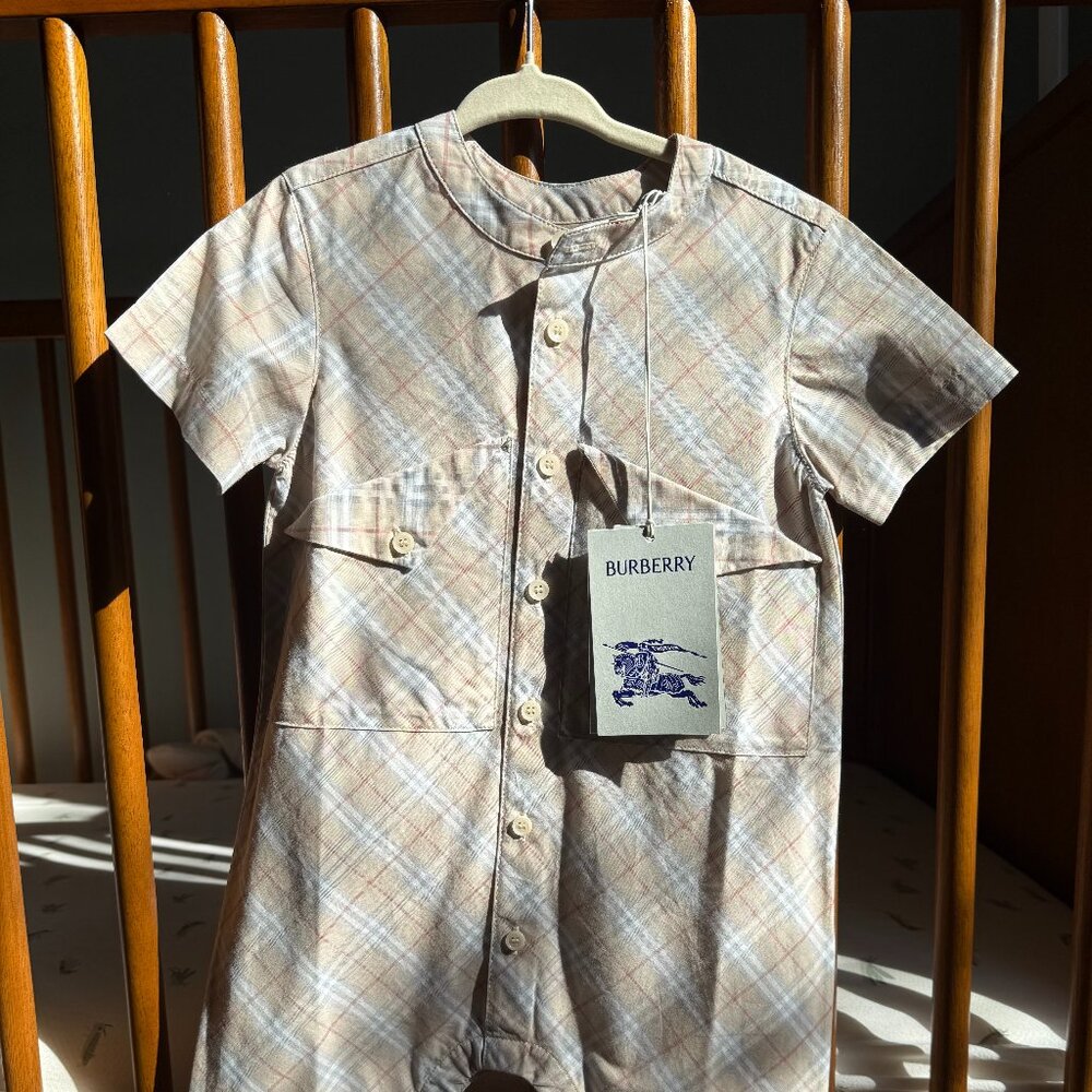 Burberry Check Cotton Playsuit 12M Baby/Toddler